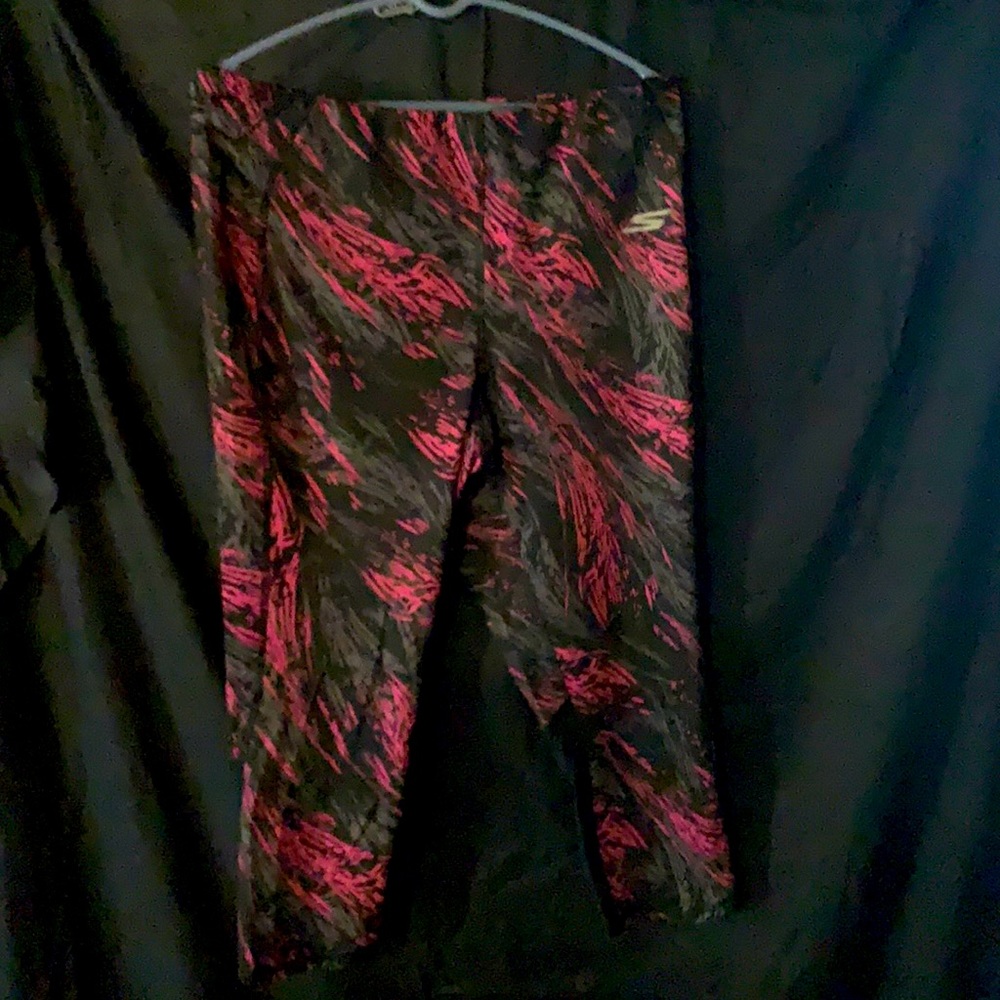 Sketchers athletic bottoms, black, blue and pink, gently used